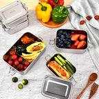 4 PCS Stainless Steel Bento Box 1400ml, Metal Bento Box, Metal Lunch Box, Food Containers, Stainless Steel Lunch Container for Home, Work, Camping