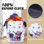 Highland Cow Laundry Basket Cow Animal Foldable Oxford Cloth Funny Tote Bag Laundry Hamper Clothes Storage Bucket Organizer For Bathroom/Laundry Storage/Bedroom 17.7x13.7 Inch