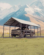 Garvee 13x26 ft Metal Carport Kit, 120° Steep-Pitch Vertical Roof for Snow Shedding, 133" High-Clearance RV & Boat Shelter, Heavy-Duty Long-Reach Car Port with Reinforced Frame