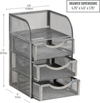 Mind Reader Desktop Accessory Storage, Paper Binder Clip Basket, Workspace, Office, Metal Mesh, 4.75"L x 5"W x 8"H, Silver