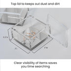 OfficeGoods 3-Tier Stackable Acrylic Holder- Stylish Desk Organizer and Storage for Office or Home – Transparent Square Design with Silver Metal Base