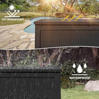 DWVO 260 Gallon XXL Extra Large Deck Box, Resin Outdoor Storage Box, Lockable & Waterproof, Double as Seating, 1000lbs Capacity (Black)