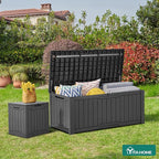 YITAHOME 120 Gallon Outdoor Storage Deck Box, Large Resin Patio Storage for Outdoor Pillows, Garden Tools and Pool Supplies, Waterproof, Lockable, (Dark Grey)