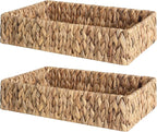 StorageWorks Large Water Hyacinth Tray for Bathroom, Wicker Storage Basket for Shelves, Handwoven Natural Hyacinth Baskets for Organizing, 2-Pack