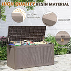 Outdoor Storage Box, Resin Deck Boxes Indoor and outdoor, Waterproof Storage Box Lockable Lid (Grey, 101 Gallon)