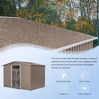 Kullavik 8FT x 6FT Outdoor Storage Shed with Lockable Doors,Waterproof Metal Garden Tool Shed,Galvanized Steel shed for Backyard,Garden,Patio