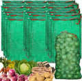 SATINIOR 60 Pcs Large Mesh Storage Produce Bags 21'' x 32'' Mesh Onion Bags 50 Lbs Reusable Vegetable Storage with Drawstring Potato Sacks for Onion Potato Citrus Fruit Produce Firewood (Green)