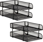 Mind Reader Paper Tray, Desk Organizer, Stackable, Storage, Office, Metal Mesh, 10.5" L x 13.25" W x 7.5" H, Set of 2, Black