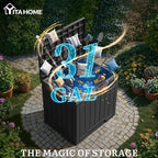 YITAHOME Outdoor Resin Storage Box 31 Gal, Water-resistant Patio Deck Box Outdoor Storage Box for Pillows, Garden Equipment, Securely Lockable, Black