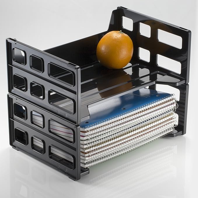 Officemate Recycled High Capacity Letter Tray, Set of 2 (26056),Black