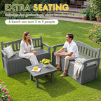 Greesum 80 Gallon Storage Bench Outdoor Deck Box with Armrest, Patio Furniture,Lockable, Waterproof and UV Resistant, Suitable for Garden, Pool, Grey