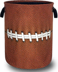Funny Football Laundry Basket Oxford Cloth Ball Texture Laundry Hamper With Handle Foldable Portable Clothes Storage Basket Football Laundry Bag 18.9"x16.5" For Laundry Room/Bedroom/Bathrooms