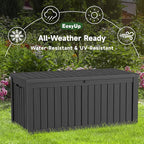 EasyUp 150 Gallon Outdoor Storage Box, Resin Waterproof UV-Resistant Deck Box with Hydraulic Lid Support, Reinforced Stability for Patio, Garden, and Poolside, Black
