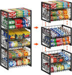 X-cosrack 2-Tier Stackable Can Organizer for Pantry, 3 Packs Adjustable Pantry Organizer Storage for Canned Food Goods Soda, Sturdy Canning Rack Can Dispener Storage Holder for Pantry Kitchen, Black