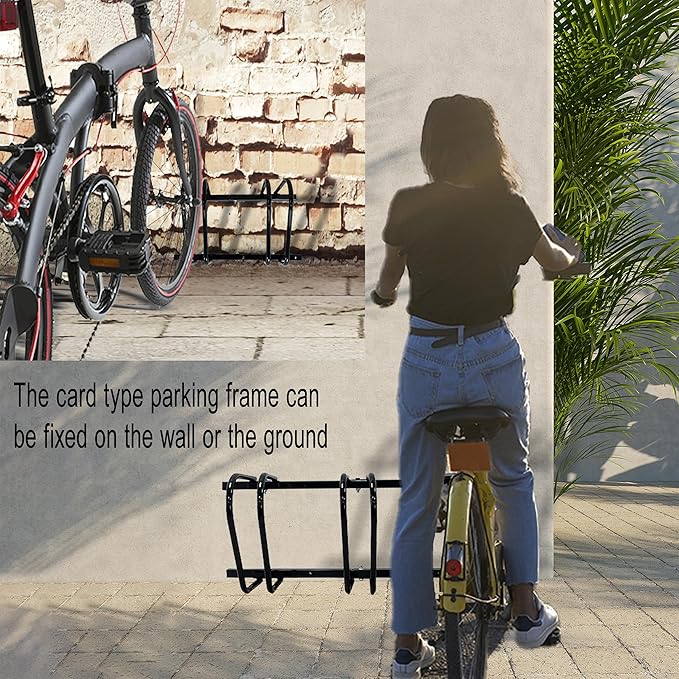 XINYI Bike Rack Floor, Bike Stand Garage, Indoor/Outdoor Bike Rack Garage,22-28" Wheel Stand, Max. Tire Width 2.1", Front/back Bike Stand For Mountain, Road and Kids Bikes for 3 Bikes