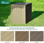 YITAHOME 30 Gallon Deck Box Outdoor Storage Box, Waterproof Resin Package Delivery and Storage Box with Lockable Lid for Patio Furniture Cushions, Pool Accessories, Garden Tools, Brown
