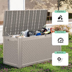 New 100 Gallon Outdoor Storage Box, Resin Deck Boxes Waterproof, Indoor Outdoor Bin for Package Delivery, Patio Cushions, Gardening Tools, Lockable, UV Resistant