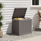 Outdoor Storage Box, Resin Deck Boxes Indoor and outdoor, Waterproof Storage Box Lockable Lid (Grey,32 Gallon)