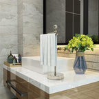 Heavy Weighted Hand Towel Holder with Crystal Ball - Stand, 15.7'' Tall, Brushed Nickel