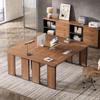 Tribesigns 3 Drawer File Cabinet with 2 Open Shelves, Modern 39" Lateral Filing Cabinet for Letter/Legal Documents, Wooden Office Storage Credenza for Home Office or Business, Brown & Black
