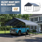 10x20 ft Metal Carport & Portable Garage, Heavy Duty with Galvanized Steel Roof & Frame - Large Tall Carports Canopy for Snow, Grey for Outdoor Garages