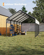GarveeLife 13 ft x26 ft x11 ft Oversized Metal Carport, Steel Heavy Duty Car Ports for All-Weather, Tall Carport for Full-Size Pickup Trucks, Boats, and Tractors, N.W. 780 LBS