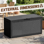 Vixzen 120 Gallon Waterproof Large Deck Box, Lockable Resin Outdoor Storage Box with Hydraulic Lid, Durable Storage Bin for Patio Furniture Cushions, Garden Tools, Pool Accessories, Black