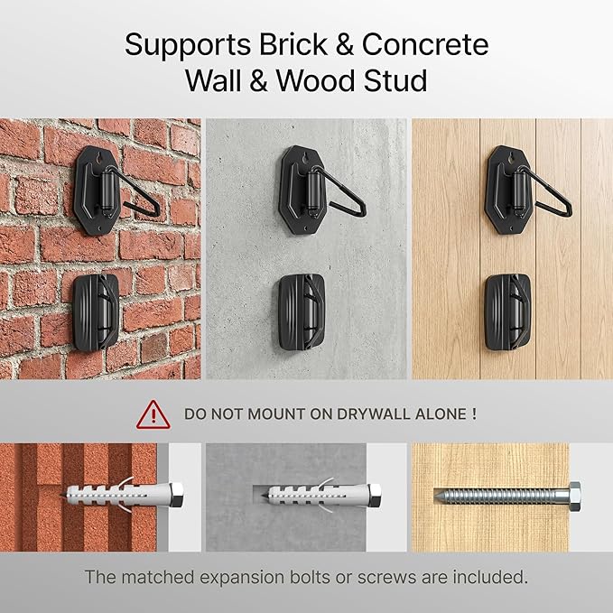 Swivel Bike Wall Mount, Heavy Duty Vertical Bike Rack with Fixed Hooks for Garage Storage, Wall Mounted Bicycle Hangers Holds up to 77 lbs for Indoor, 4 Pack