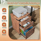 DEVAISE 3-Drawer File Cabinet with Hanging Files, Mobile Rolling Storage Cabinet for Home Office, Printer Stand, Farmhouse Style, Oak