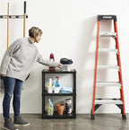 Gracious Living 3 Shelf Fixed Height Light Duty Storage Unit 12 x 24 x 33" Organizer System for Home, Garage, Basement, & Laundry, Black (2 Pack)