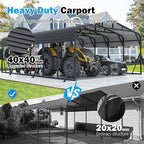 20’X30’ Heavy Duty Carport Canopy for 2 Car, Metal Car Port Garage with Galvanized Steel Roof and Reinforced Stable Triangle Frame Base, Large Car Tent Shelter for Car, Pickup, Tractor, Boat