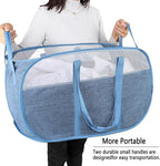 Pop Up Laundry Hamper，with Durable Handles collapsible laundry basket，Easy to Open and Fold for college Dorm,kids room，travel (2 blue)…