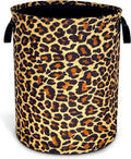Brown Leopard Laundry Basket Foldable Oxford Cloth Funny Tote Bag Laundry Hamper Clothes Storage Bucket Organizer For Bathroom/Laundry Storage/Bedroom Storage Basket 17.7x13.7 Inch
