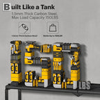 Power Tool Organizer Wall Mount, 15 Min Assembly & Maximum 100lb load by Heavy Duty Metal, 8 Drill Holder, 3 Layers Garage organization and Storage Rack, Tool Shelf With Battery Holder