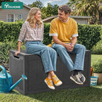 YITAHOME 100 Gallon Large Resin Deck Box Outdoor Storage Boxes for Patio Furniture, Outdoor Cushions, Garden Tools and Pool Supplies-Waterproof,Lockable (Black)