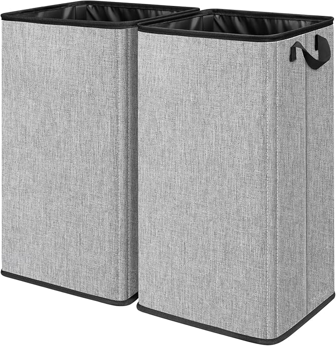 SNIGJAT 2 Pack Large Laundry Hamper, Tall Collapsible Laundry Basket with Sturdy Handles, Clothes Basket for Towels, Toys, Space-Saving Storage Dirty Clothes Hamper for Bedroom, Laundryroom, Dorm, RV