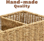 myHomeBody Wicker Basket With 3 Compartments, For Toilet Tank Paper Rolls, Hand Woven Bathroom Countertop Organizer, Bedroom Organization, 1pc, Tan