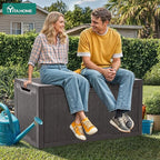 YITAHOME 100 Gallon Large Resin Deck Box Outdoor Storage Boxes for Patio Furniture, Outdoor Cushions, Garden Tools and Pool Supplies-Waterproof,Lockable (Dark Brown)