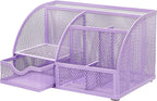 Exerz Desk Organizer Light Purple Office Desk Accessories Supplies Office Storage Desktop Pencil Pen Holder with Drawer Home Workspace