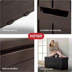 Keter Marvel Plus 71 Gallon Resin Outdoor Storage Box for Patio Furniture Cushions, Throw Pillows, Garden Tools and Pool Floats, Brown