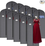 Univivi 60 Inch Lightweight Garment Bag for Hanging Clothes, Full Zipper Dress Bags for Gowns Dress Cover with Clear Window and ID Card Holder for Suits, Long Dress, Coats, 10 Pack, Black