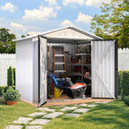 DWVO 6x4ft Tool Storage Shed, Lockable Doors, and Sloped Roof, Steel Outdoor Storage Shed for Garden, Patio, Garage, Backyard, Lawn - White