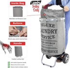 dbest products Laundry Trolley Dolly, Grey Laundry Bag Hamper Basket cart with wheels sorter