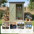 Devoko 5 x 3 FT Metal Storage Shed with Floor Frame Waterproof Garden Tool Shed with Lockable Door, Outdoor Shed Storage House for Backyard Patio Lawn, Brown