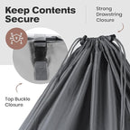 Laundry Backpack - XL Heavy Duty Laundry Bag Holds 3-4 Loads - Adjustable Straps, Drawstring Closure, Pockets & Handles - Durable Hamper for College, Travel & Laundromat - Grey