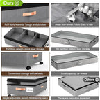 Under Bed Storage with Wheels - 2Pack 70L UnderBed Storage Containers with Clear Lid & Label, Rolling Under Bed Storage Bins for Clothes, Shoes, Blankets (XXL,Grey)