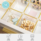 Martha Stewart Kerry Plastic Stackable Office Desk Drawer Organizers, 3" x 3", 12 Pack, with Gold Trim