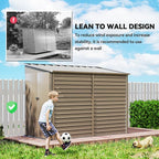 Outsunny 4.6' x 9' Steel Outdoor Storage Shed, Waterproof Lean to Shed, Metal Garden Tool House with Foundation Kit, Lockable Doors, Gloves and 2 Air Vents for Backyard, Patio, Lawn, Brown