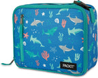 PackIt(R) Freezable Classic Lunch Box, Sea Shark, Built with EcoFreeze(R) Technology, Collapsible, Reusable, Zip Closure With Zip Front Pocket and Buckle Handle, Designed for Fresh Lunch On the Go