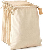 LEAFICO Cotton Storage Bags – X-Large 14x17 Inch (6-Pack) – Reusable Muslin Bags with Drawstrings – Biodegradable Canvas Fabric Sacks – Perfect for Bread, Bulk Produce, Potatoes, Onions, Shoes